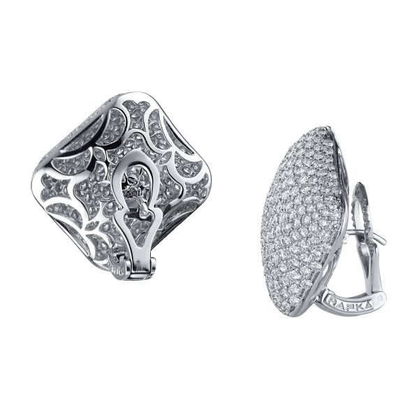 Micropavé Square Diamond Cluster Earrings In Platinum