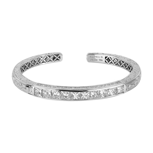 Princess-cut Diamond Bangle Bracelet In Platinum